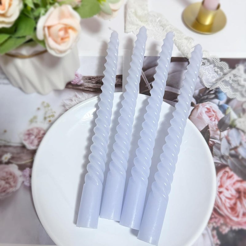 SixLadybro 4 Pack Baby-BlueSpiral Taper Candles for Home Decoration, 10 Inch Candlesticks for Dinner Party Holiday Hanukkah Beach-Themed Decor, Dripless and Smokeless - Image 2